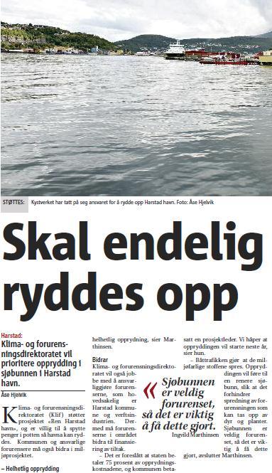 Harstad Harstad kommune og Kystverket skal samkjøre planlagt farledsutdyping med miljøopprydding.