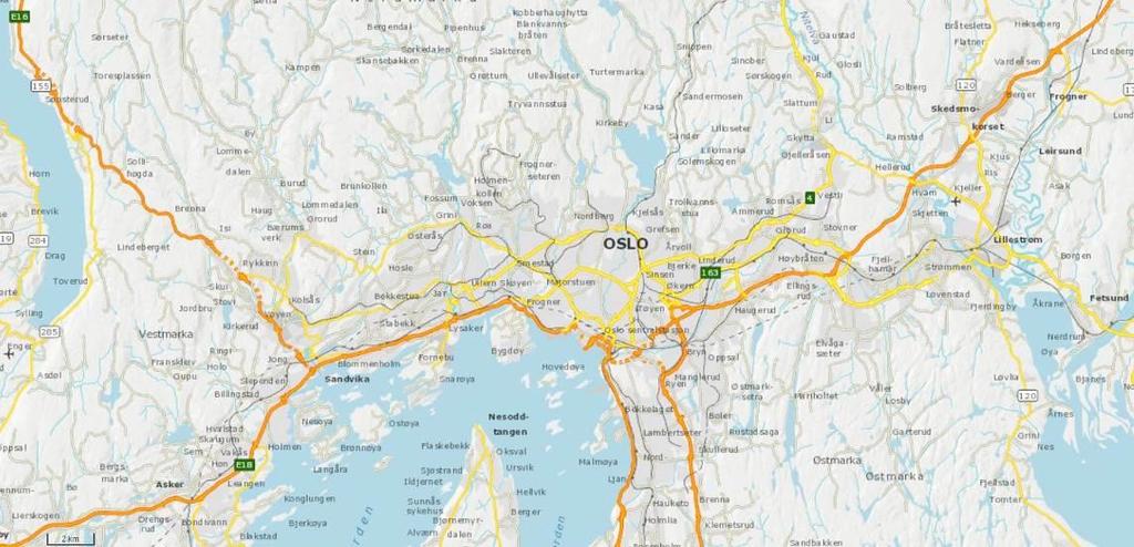 Statens havarikommisjon for transport Side 5 1. FAKTISKE OPPLYSNINGER 1.1 Hendelsesforløp Figur 1: Kartutsnittet viser hvor ulykken inntraff på rv. 4 ved Rommen i Oslo kommune.