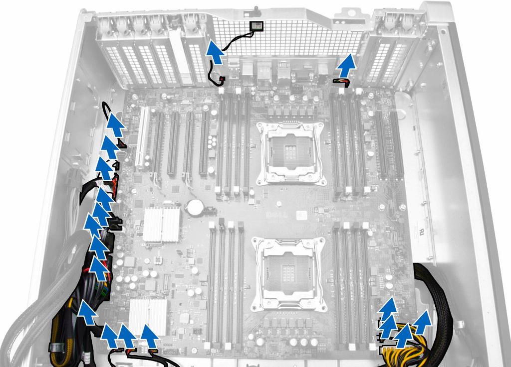 29. nettstrømkontakt 30. CMOS klar krysskobling 31. passordkrysskobling 32. Kontakt for harddiskvifte 33. SATA-kontakter 34. USB 3.0-kontakt til frontpanel 35. Kontakt til CPU1-vifte 36.