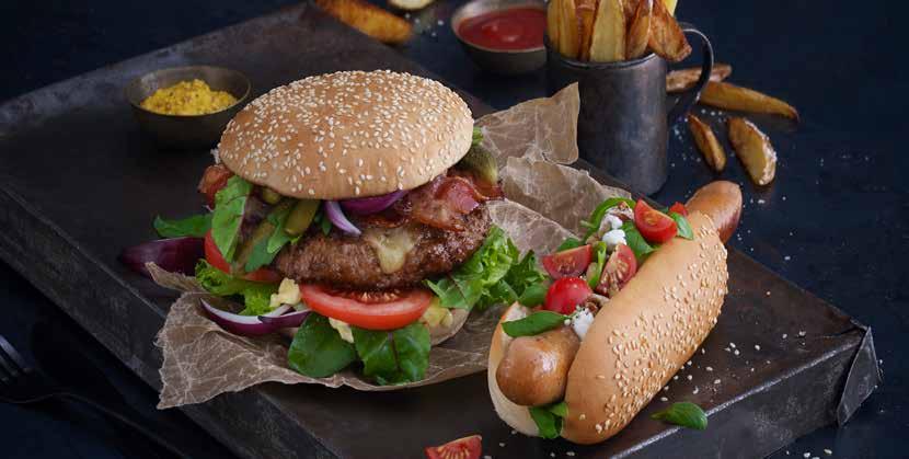 hamburgerbrød og pølsebrød grove, klassiske og