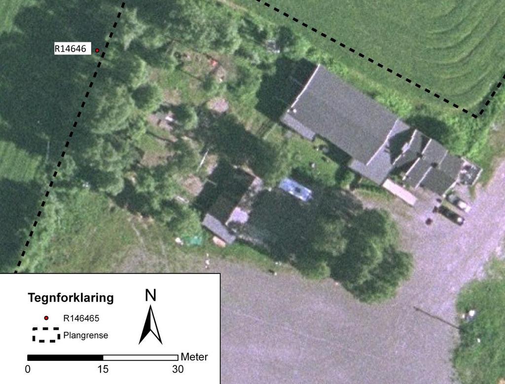 Kart 4: Satellittbildet viser funnstedet før oppføringen av