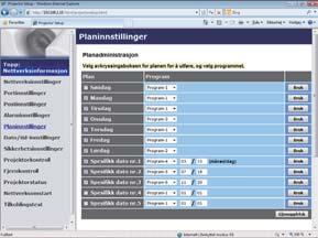 3. Webkontroll 3.1 Webkontroll projektor (fortsatt) 3.1.7 Planinnstillinger Viser og konfigurerer tidsinnstillinger.