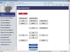 3. Webkontroll 3.1 Webkontroll projektor (fortsatt) 3.1.11 Fjernkontroll Funksjoner for grupperte fjernkontroller er tilegnet nett fjernkontroll skjermen.