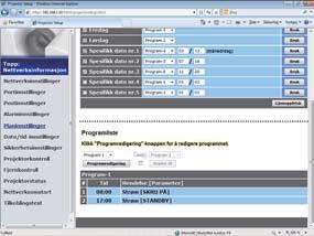 8. Andre funksjoner Prosedyren for å stille inn planen i Webkontroll projektor er beskrevet nedenfor. Det er nødvendig å stille inn programmet for å kunne bruke planfunksjonen.