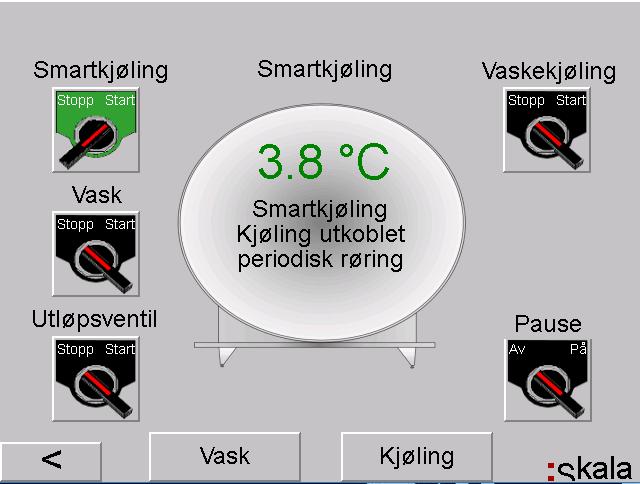 Drift Ved å trykke på "Drift" knappen i hovedmenyen kommer driftsbildet opp. Det er her man velger hvilket program man vil kjøre. Behøver ikke å være innlogget for å komme inn i Driftsbildet.