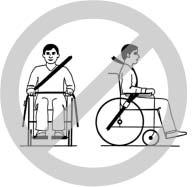 Sikkerhetsbeltet må sitte på brukerens kropp og ikke holdes bort av rullestoldeler, slik som armlener