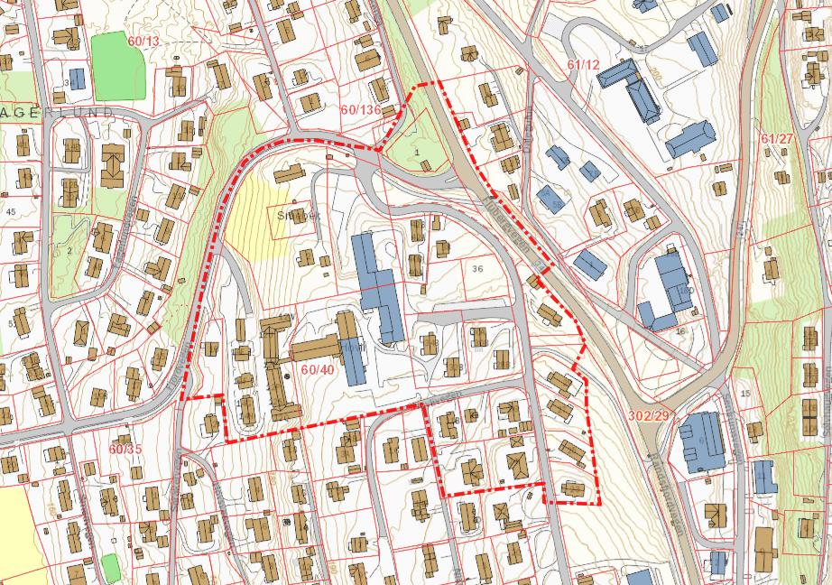 Figur 1 Planområdets avgrensing Planprogrammet: Planprogrammet beskriver bakgrunnen for planarbeidet, formålet med planen og rammer og premisser for planarbeidet. I kap.