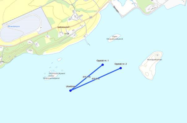 Strømkorsmålinger Figur 6: Strømkorsets posisjon ved utsett