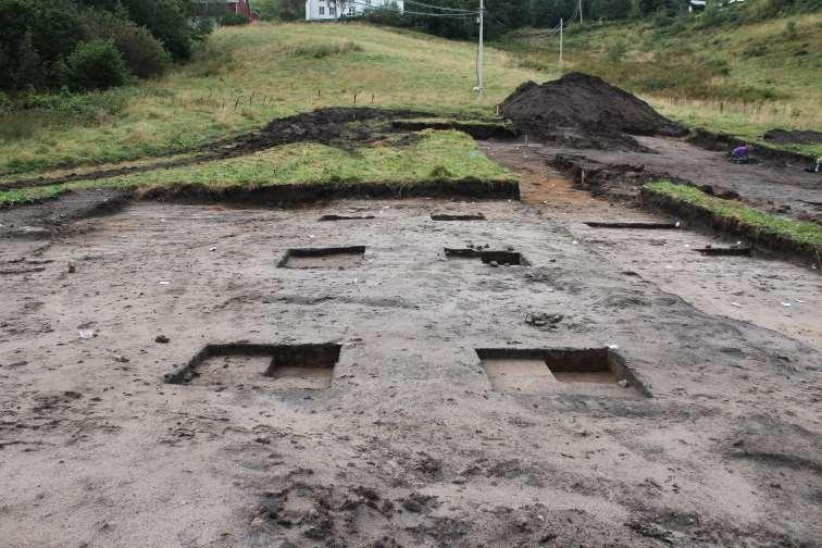 5.5 Utgravningsresultater Felt 1: Feltet strakk seg fra 5-6 moh. Det ble gravd til sammen 10 m², som separate 1 x 1 meter prøveruter.