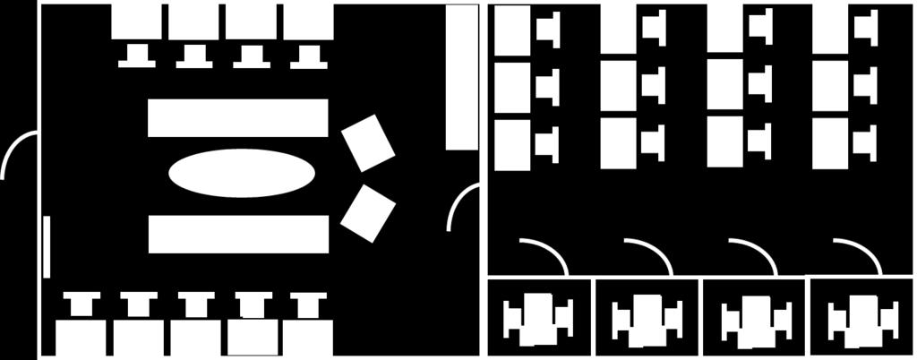 Figur 6-5 Illustrasjon på "Office lounge" prinsipp med arbeidsplasser, stillerom og sofagruppe. 5) Tegne og forankre prinsipp om «Office lounge» 6.1.