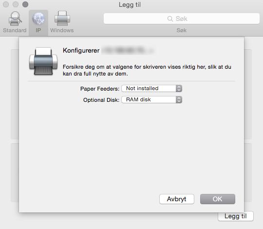 skriv deretter inn IP-adressen og navnet på skriveren.