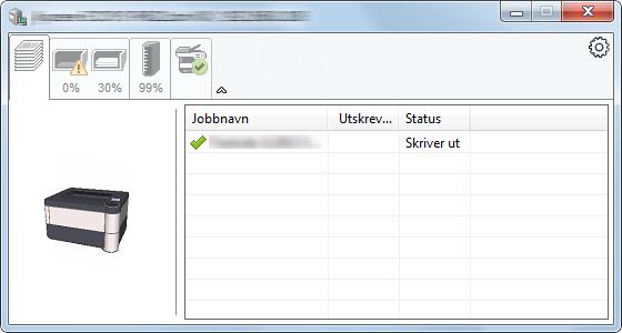 Klargjøring for bruk Fane for utskriftsframgang Statusen til utskriftsjobbene vises.