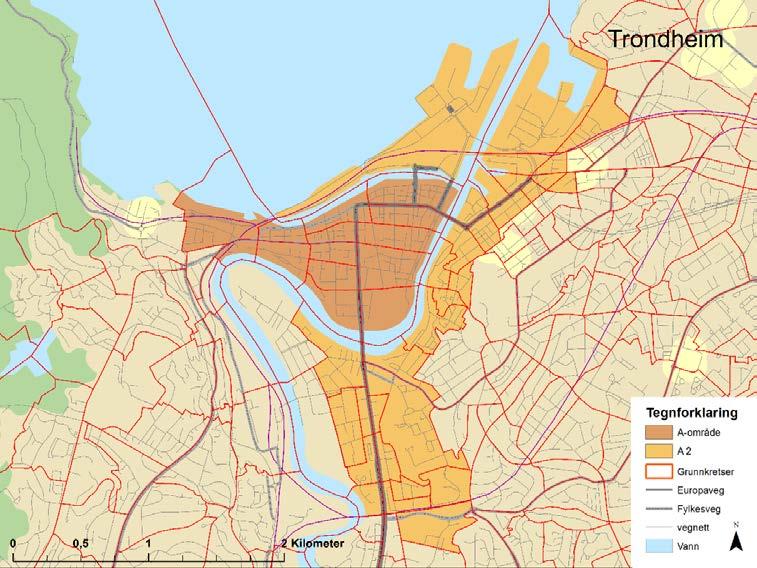 Figur 14: A- og A2-område, Trondheim.