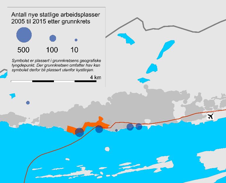 I Molde har NAV Forvaltning, Utdanningsdirektoratet, Statens kartverk og en poliklinikk i psykisk helsevern blitt etablert utenfor A-området i perioden 2005-2015.