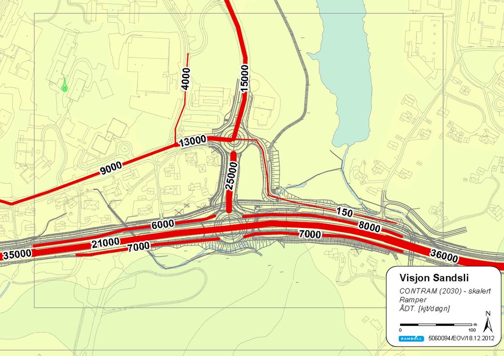 5.2 Trafikktall 5.2.1 Årsdøgntrafikk Det er i støyberegningene ved nytt toplanskryss benyttet prognosetall for 2030 som vist i Figur 1.