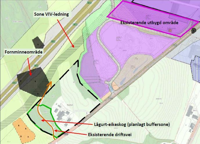 3 Tiltaksbeskrivelse Det planlegges utvidelse av eksisterende næringsområde på Amundrød syd, i Larvik kommune. Planene innebærer at eksisterende næringsområde, som er ca.