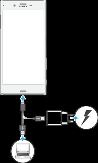 Batteri og vedlikehold Lading av enheten Bruk alltid en original Sony-lader og USB Type-C -kabel som er beregnet for den bestemte Xperia -modellen din.