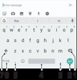 SwiftKey -tastatur Du kan skrive inn tekst med det skjermbaserte tastaturet ved å trykke på hver enkelt bokstav, eller du kan bruke SwiftKey Flow-funksjonen og skyve fingeren fra bokstav til bokstav