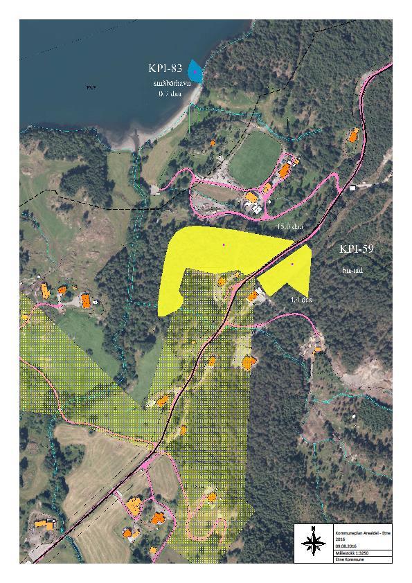 Natur Samfunn KU OG ROS-ANALYSE KPI 59 Sandvik nedre 2 (handsamast med KPI-83) Føreslått føremål: Bustad/fritidsbustad Føremål i dagens plan: LNF Gards- og bruksnummer: 149/004 Arealstorleik: 19,5 da