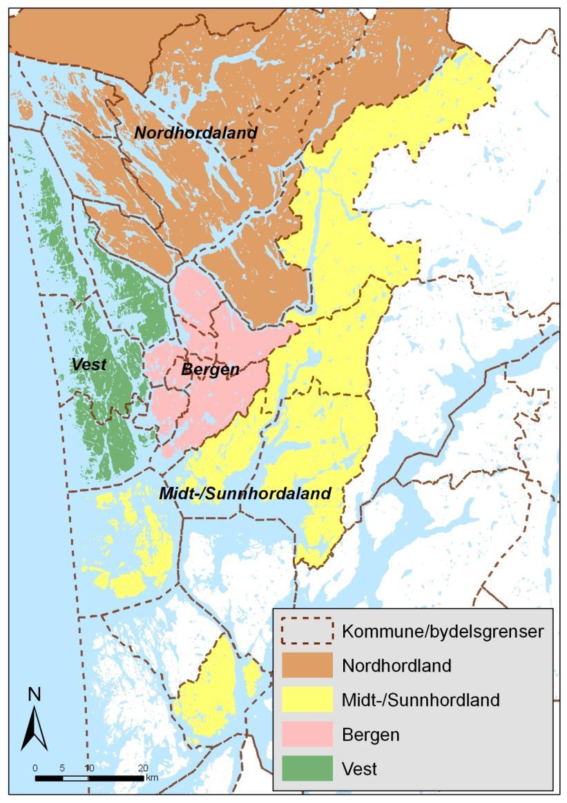 Næringslivets arealbehov og lokaliseringspreferanser 57 Midt-/Sunnhordland: Os, Vaksdal, Fusa, Austevoll, Samnanger og Stord (tils.58 bedrifter i undersøkelsen).