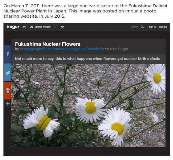 Oppgaven til elevene (high school): Does this post provide strong evidence about the conditions near the Fukushima Daiichi