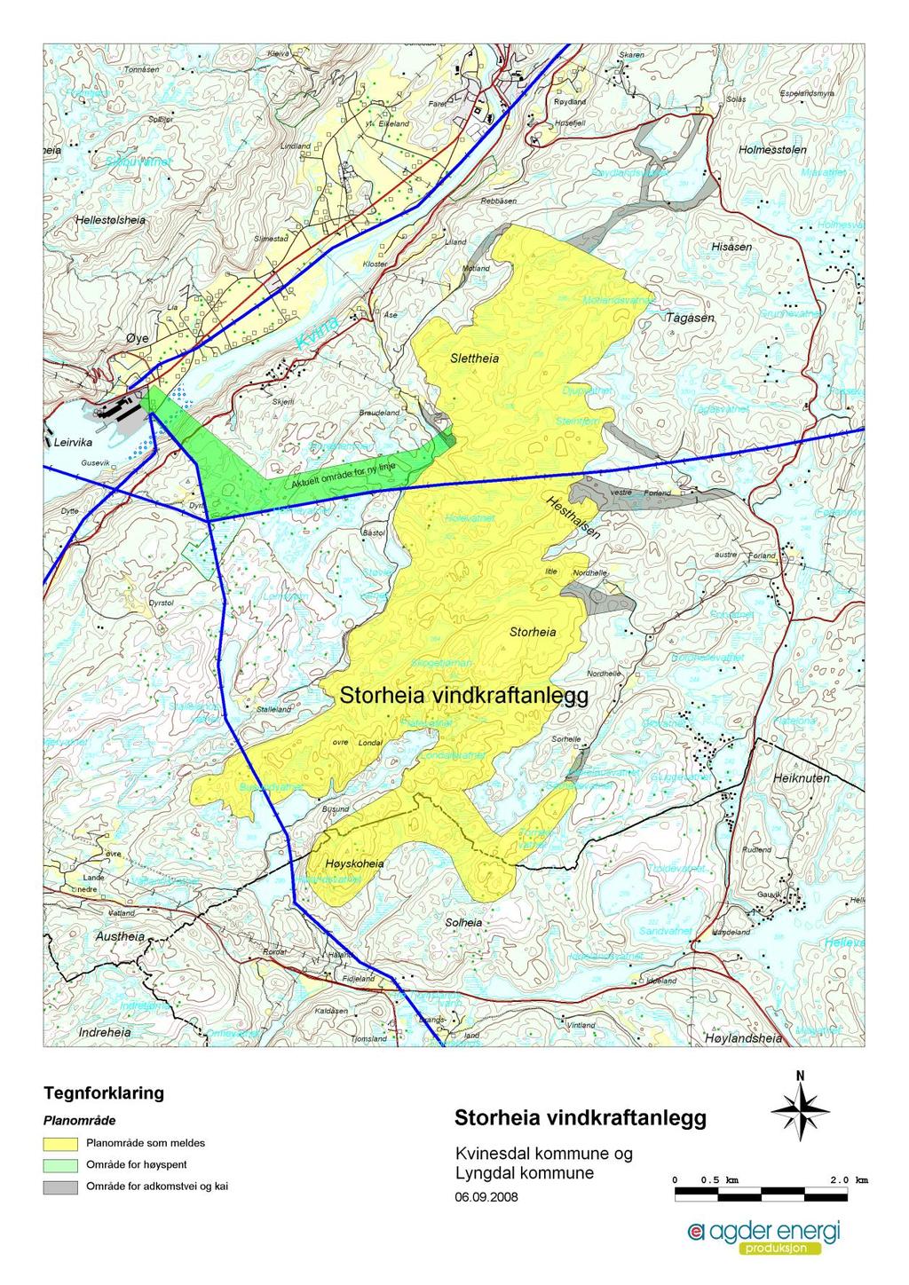 Kart over planområdet Slettheia og