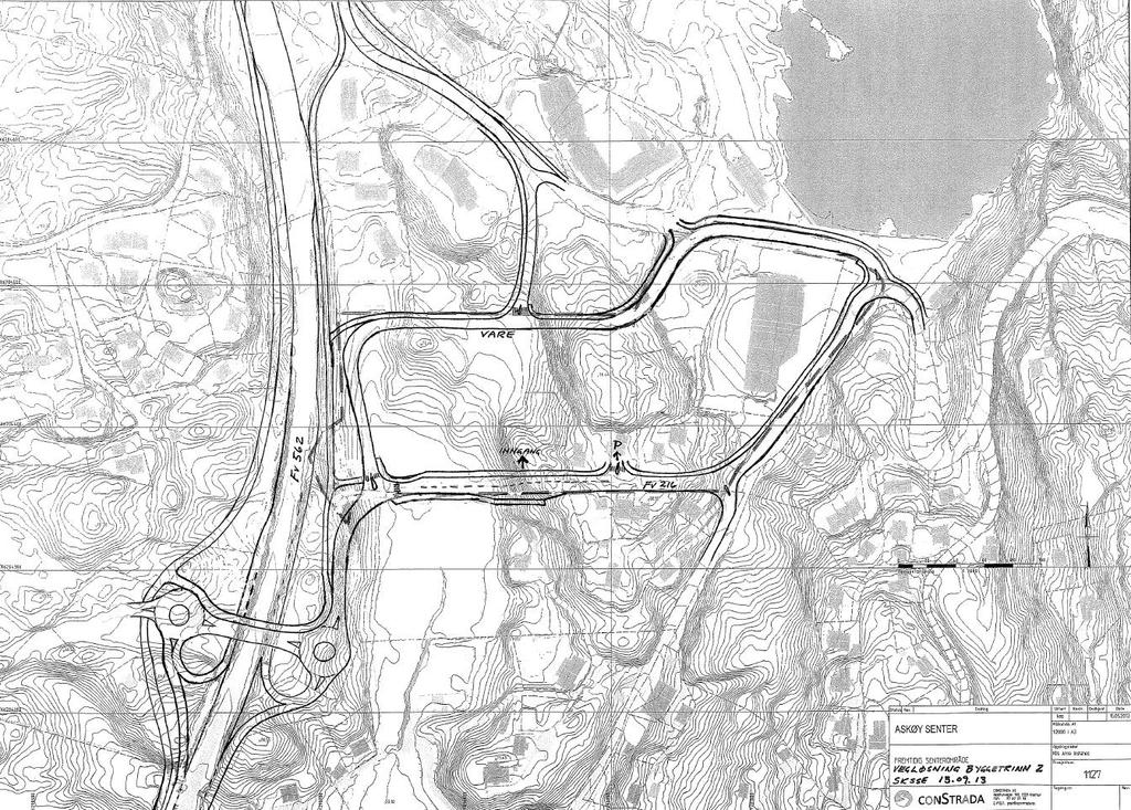 Beskrivelse av tiltaket Fig. 9. Forslag til veiløsning knyttet til planlagt utnytting av planområdet. Kartskisse: Constrada AS. I Fig.