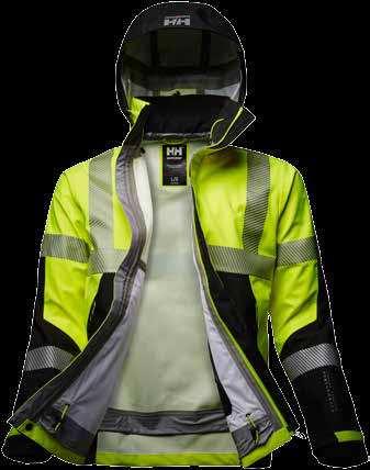 HELLY HANSEN WORKWEAR 2017 71172 ICU SHELL JACKET Glidelåsventilasjon under armene YKK -glidelås 3-lagsmateriale Løkke til ID-kort Refleksdetaljer System for regulering