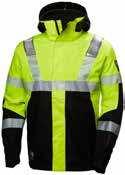 Face: 100% Polyester / Back: 100% Polyurethane EN ISO 20471 klasse 3 HiVis, klasse 2, størrelse S/M 100 % polyester 265 g/m² YKK -glidelås Heltapet konstruksjon Fullt justerbar hette Krage med