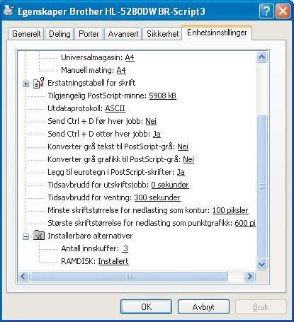 3. Driver og programvare Funksjoner i BR-Script-skriverdriveren (språkemulering for PostScript 3 ) (For Windows ) Hvis du vil ha mer informasjon, kan du se Hjelp-teksten i skriverdriveren.
