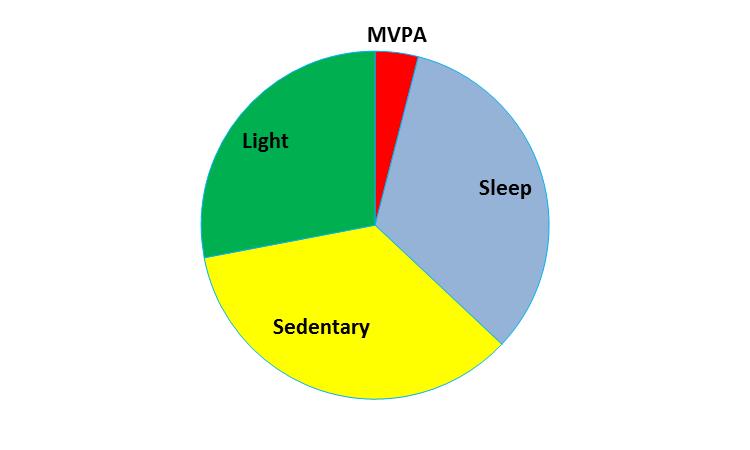 Fysisk aktivitet over 24 timer Moderat til høy