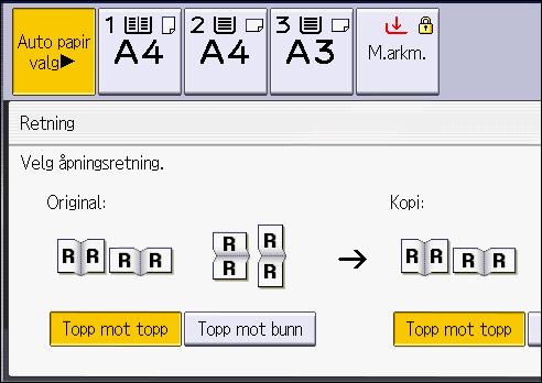 Tosidig kopiering Ved bruk av smart-kontrollpanelet Du kan bruke denne funksjonen fra kopiprogrammet og kopimaskin (standard)-programmet.