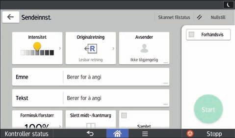 2. Komme i gang Nr. Ikon Beskrivelse 1 Trykk for å velge innstillingene som passer til originaltype og fargemodus. 2 Trykk for å velge en filtype.