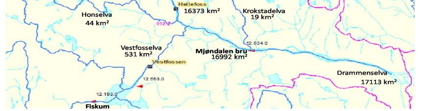 Tabell 2-1 Midlere årsavløp 1961-1990 Q N l/s km 2 Feltareal km 2 Drammenselva ved Døvikfoss 16118 18,5 297,9 Lokalfelt Hellefoss (Bingselva) 255 12,9 3,3 Drammenselva ved Hellefoss 16373 18,4 301,2