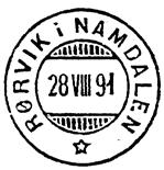 ) Navneendringer: NÆRØ i 1882, RØRVIK I NAMDALEN fra 01.10.1891. Postkontor fra 15.07.1917.