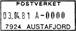 ? AUSTAFJORD LP C Innsendt?? 7924 Stempel nr. D1 Type: DN Utsendt?