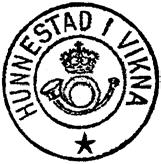 06.1969 Stempel nr. 1 Type: P Utsendt april 1937 HUNNESTAD I VIKNA Innsendt?? Stempel nr. 2 Type: IIA Utsendt 05.04.1949 HUNNESTAD I VIKNA Innsendt?