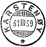 1903 KARSTENØEN Tapt ved brann i 1920 Stempel nr. 4 Type: TA Utsendt 23.06.