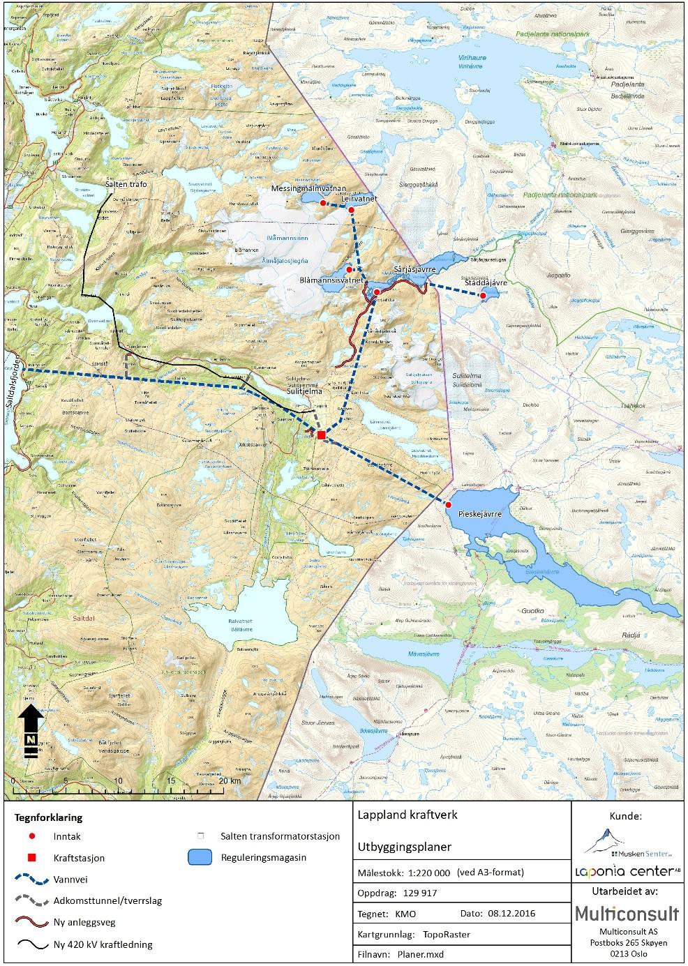 Øvre Sårjåsjávrre. Avløpet fra Stáddajávrre planlegges overført til Nedre Sårjåsjávrre via en 5,5 km lang overføringstunnel.