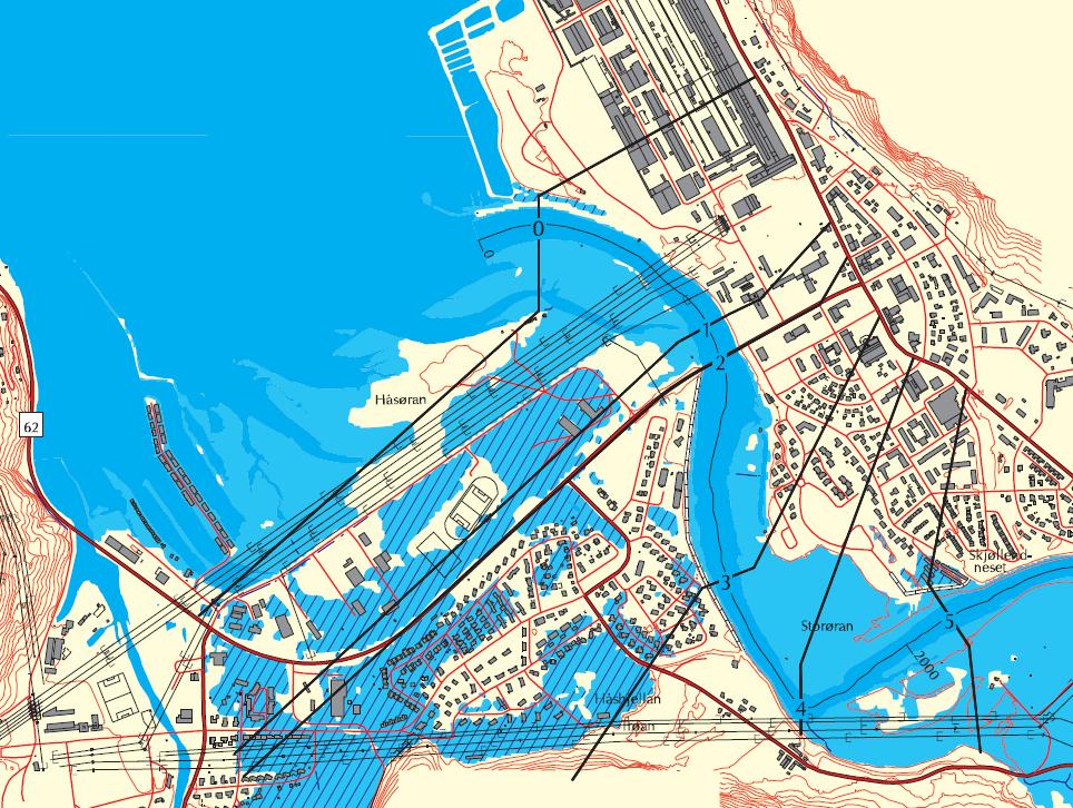 ROS-ANALYSE 7 (13) brua/bruene er det tatt hensyn til flomstanden i beregnet 100-årsflom.