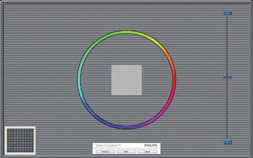 1. Show Me ( Vis meg ) starter opplæringsprogrammet for fargekalibrering. 2. Start - setter i gang den seks steg lange fargekalibreringssekvensen. 3.