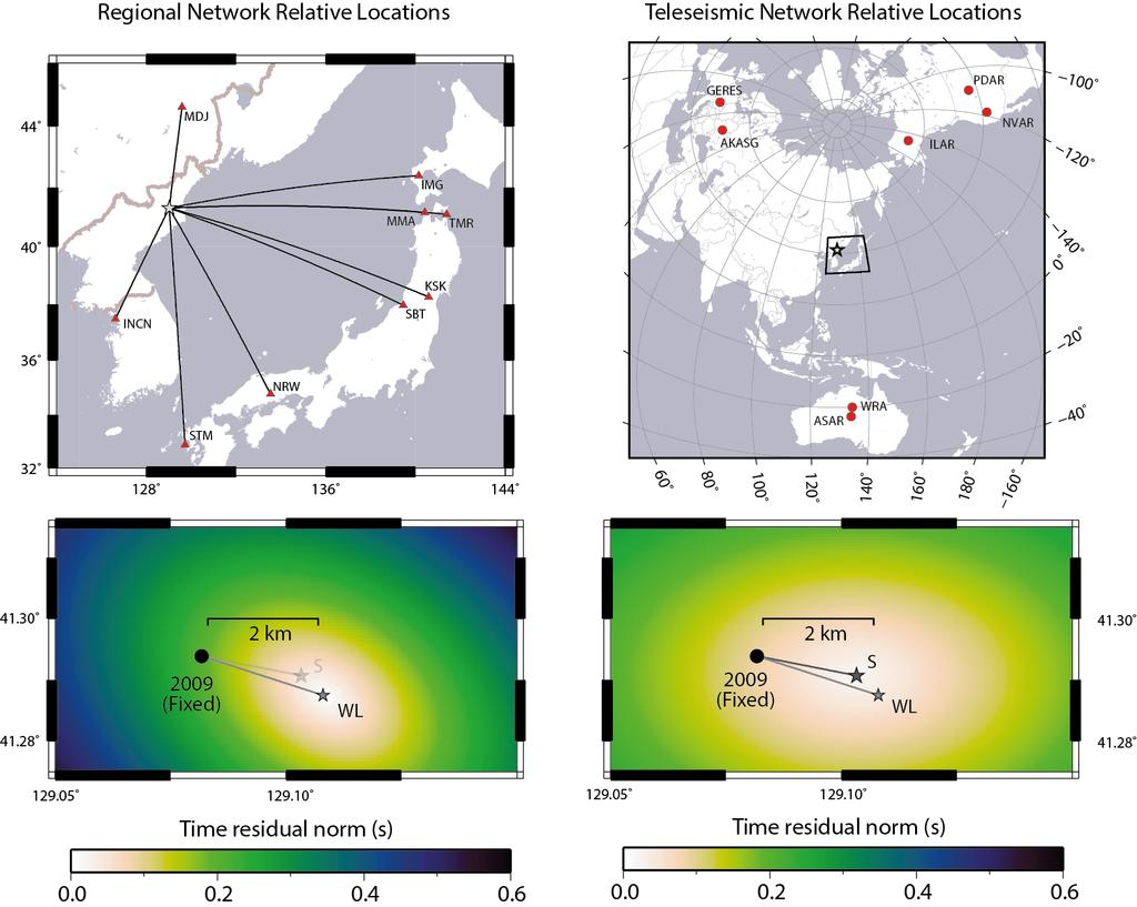 The North Korea nuclear test-site Relative locations of 2006-2009 events using DD methods.