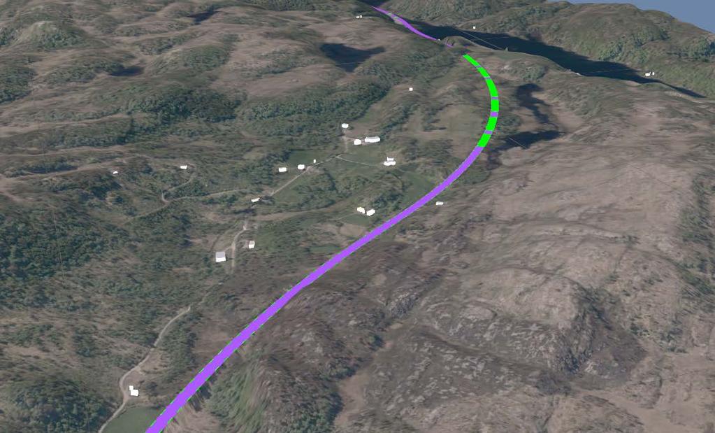 11 Høylandsheia Høyland Vintland Omfang av konsenvens vil knytte seg til ny trasé for E39, i et område som tidligere ikke har vært berørt av E39. Figur 5-12: Klipp fra 3D modell.