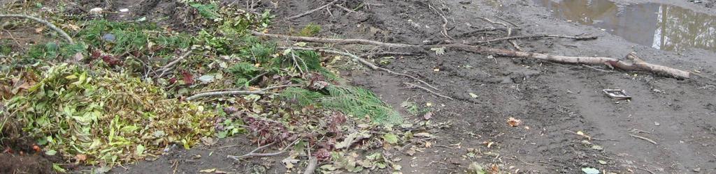 asfalten og blitt blandet med jord. Det lå også mye landbruksplast utenfor containerne for plast, og disse stod utenfor asfaltdekket.