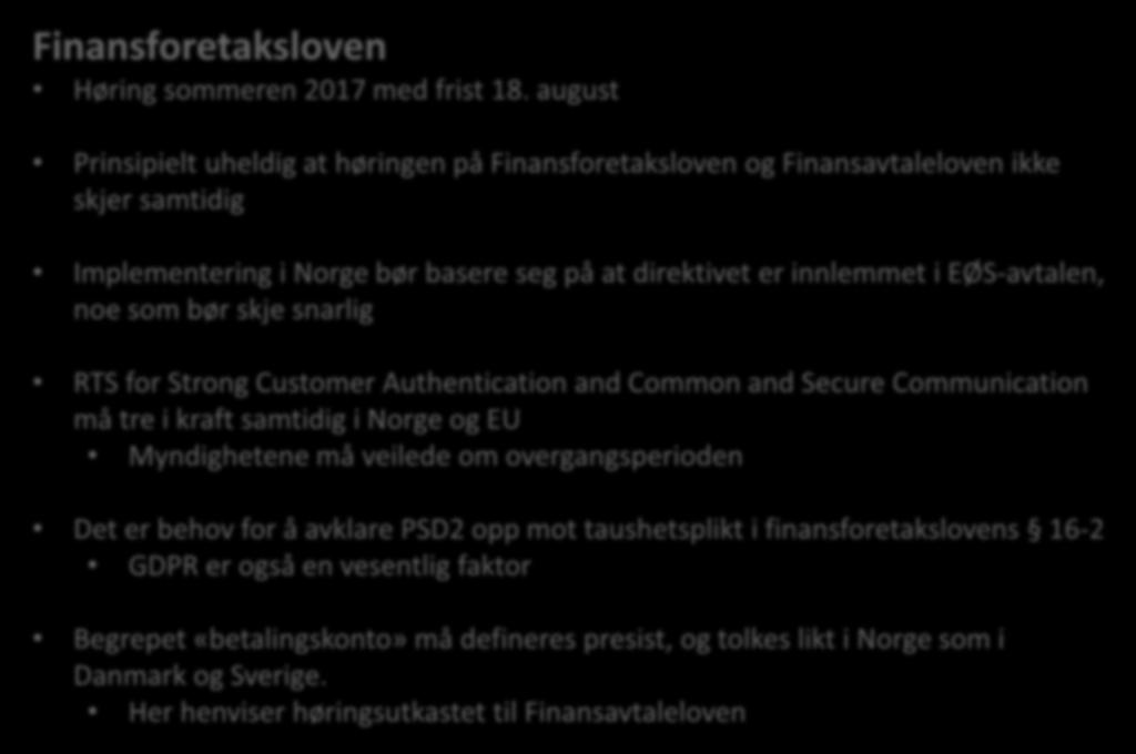 Finansforetaksloven Høring sommeren 2017 med frist 18.