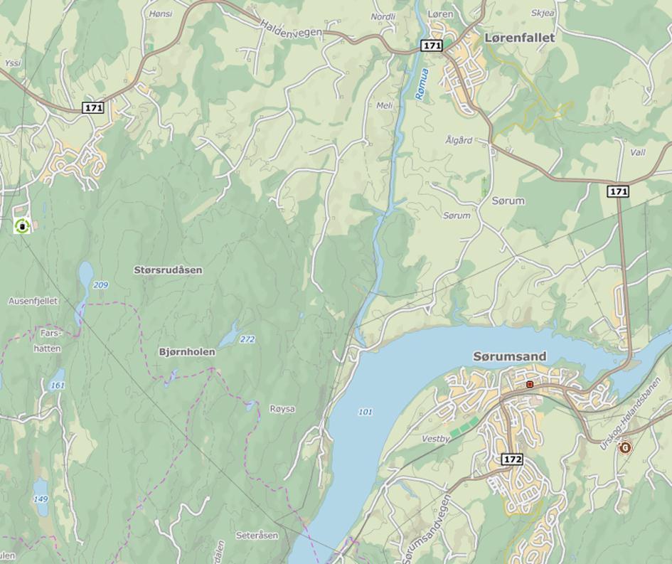 Nedlegging av Bæreggdammen Side 5 2. INFORMASJON OM ANLEGGET 2.1 Geografisk plassering Plasseringen av anlegget er vist på nedenstående kartskisse.