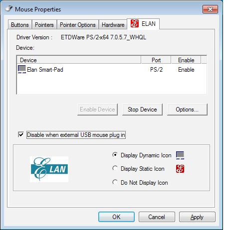 2. Klikk på WLAN øverst og kryss på boksen Deaktiver når en ekstern USB-mus kobles