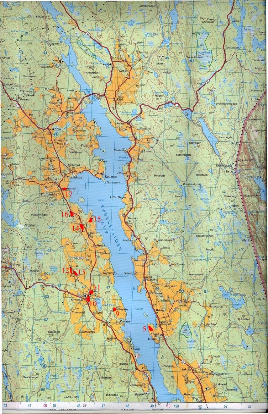 Figur 1. Kart over området nord for Ørje.