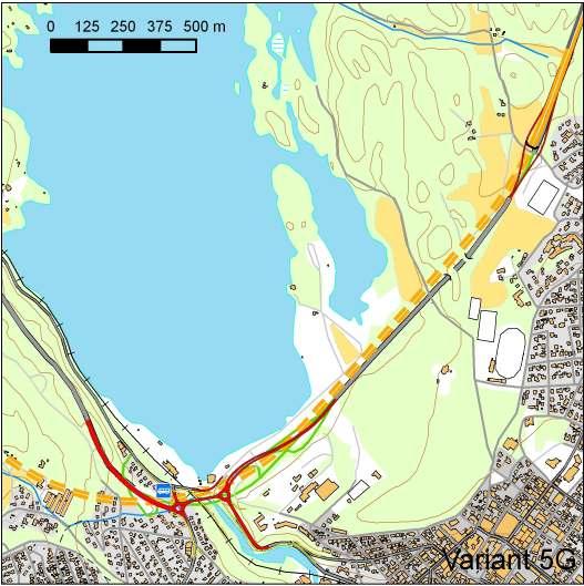 E18 Bommestad Sky Konsekvensutredning, delrapport støy Figur 2-22: Variant 5H Figur 2-23: Løsninger for lokalveg og E18 fra Månejordet til Farriseidet i alt.