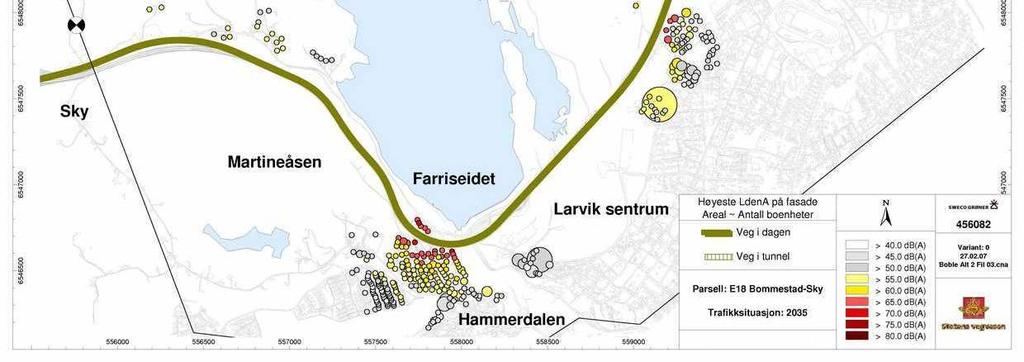 Boblekart 0-alternativet: Støyfølsom bebyggelse med L